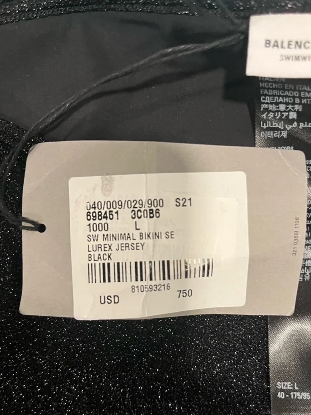 NWT Balenciaga Minimal Bikini Set -L